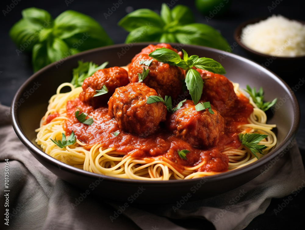 A delicious bowl of spaghetti covered in a rich and savory marinara sauce. A delicious bowl of spaghetti covered in a rich and savory marinara sauce.