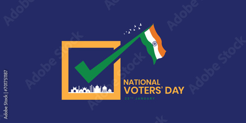 Creative digital and printed design for India's National Voters Day. Flag color background for greetings, social media posting, 25 January National Voters Day of India. Editable vector illustration.