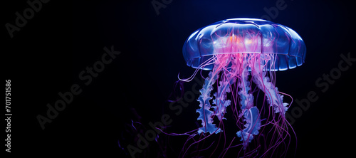 blue jellyfish on a dark background