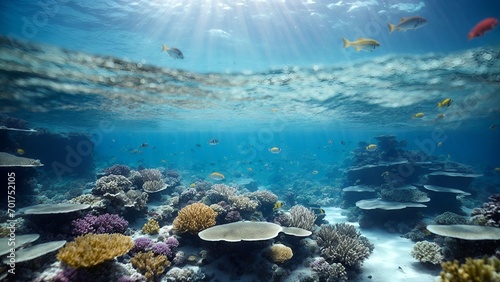 Underwater coral reefs. Let us save coral reefs in marine photo