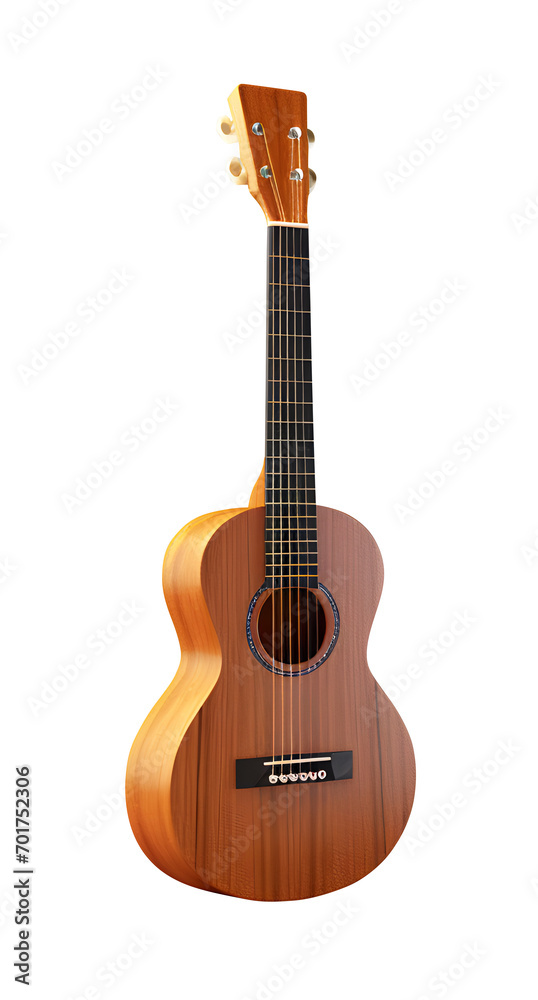 Obraz premium cute 3d, Acoustic guitar, wood, PNG file, isolated background