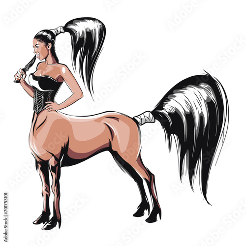 Woman kentaur warrior illustration photo