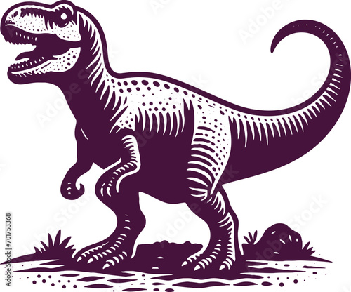Dinosaur portrayed in a distinctive style in a vector stencil illustration © Volodimir Basov