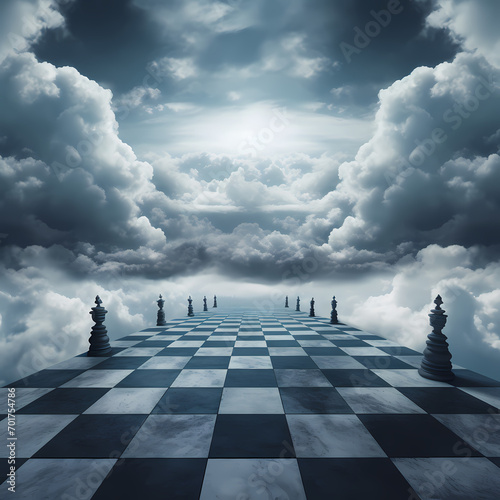 Giant robotic chessboard in the clouds.