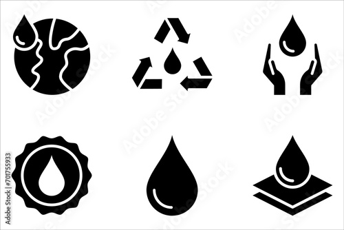 water drop icon set, Dermatology test and dermatologist clinic icon set, hand with water, vector illustration on white background