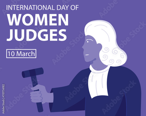illustration vector graphic of a white-haired female judge holding a gavel, perfect for international day, women judges, celebrate, greeting card, etc.