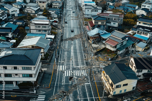 aerial view of Japan streets after an earthquake © Kien