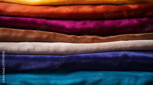 Bright collection of colorful velour textile samp photo