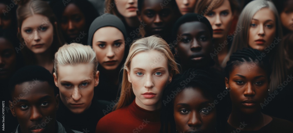 Diverse group of people standing together. Unity and diversity. Banner. Diverse group of people standing together. Unity and diversity. Banner.