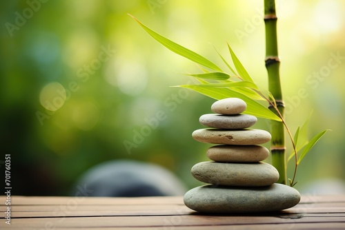 perfectly balanced stacked stones set against a light green background