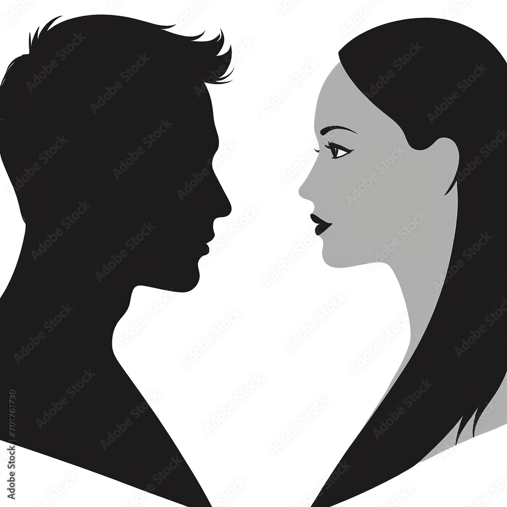 Vector Silhouettes of Man and Woman: Isolated Illustration On transparent background PNG file