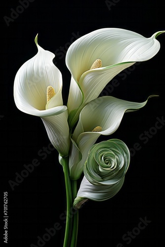 A single, abstracted calla lily, focusing on the smooth curve of its spathe.