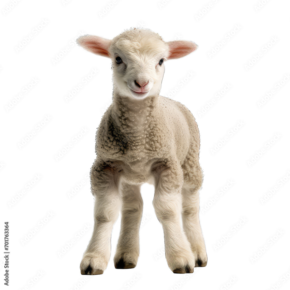 Baby sheep side view isolate on transparent background, png file Baby sheep side view isolate on transparent background, png file