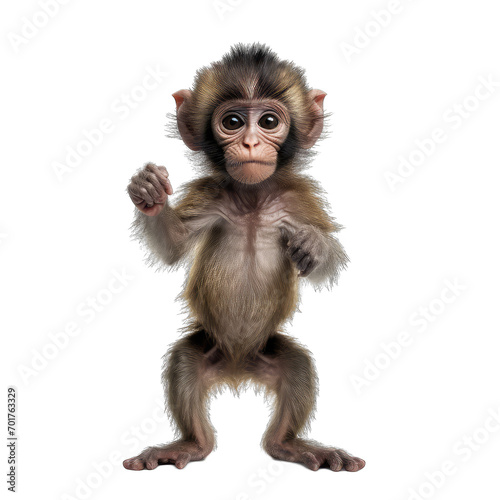 baby monkey are standing isolate on transparent background, png file photo