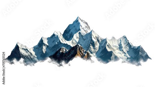 mountain peaks with snow-capped summits isolate on transparent background, png file © AnV