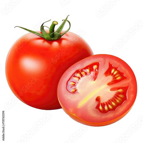 tomato and a slice of tomato isolate on transparent background, png file
