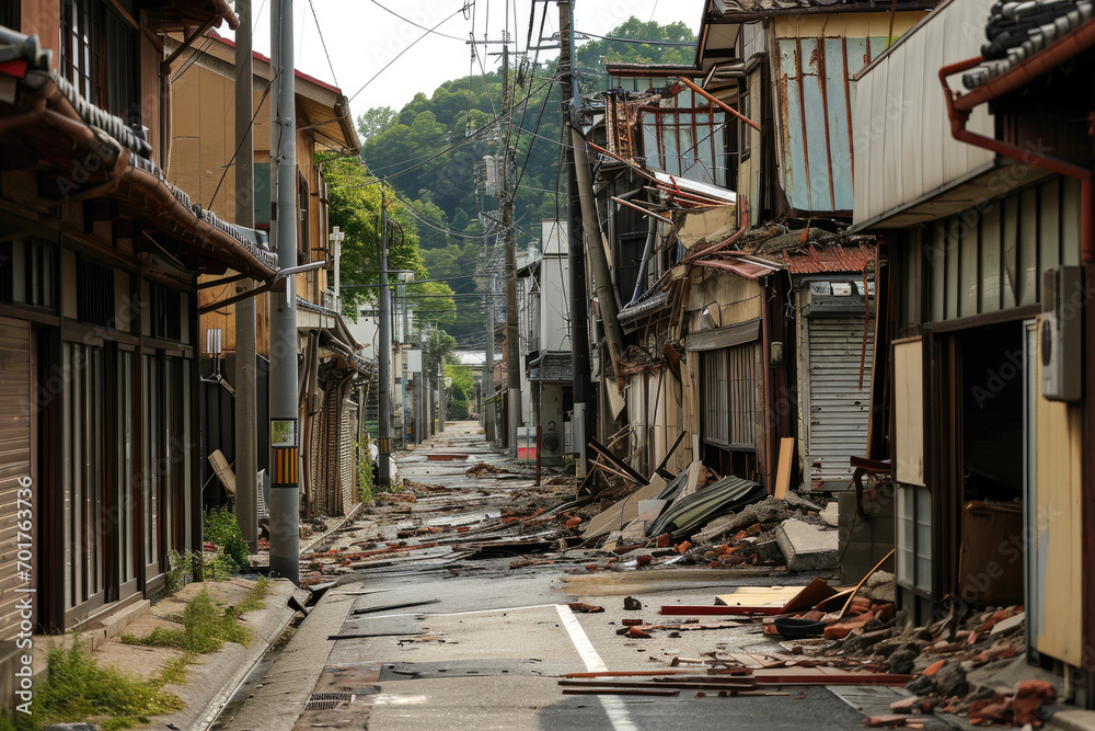 view of Japan streets after an earthquake