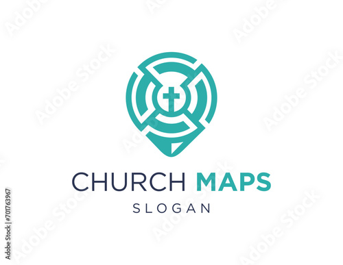 The logo design is about Church Maps and was created using the Corel Draw 2018 application with a white background.