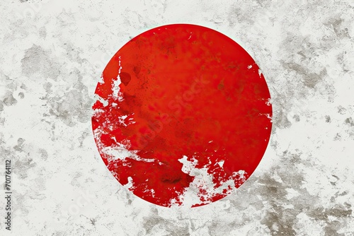 The picture of japanese flag with red sun on white background
