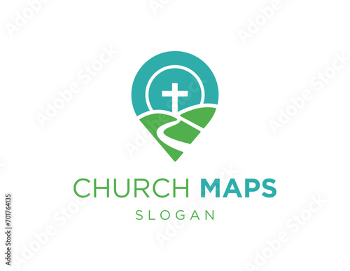 The logo design is about Church Maps and was created using the Corel Draw 2018 application with a white background.