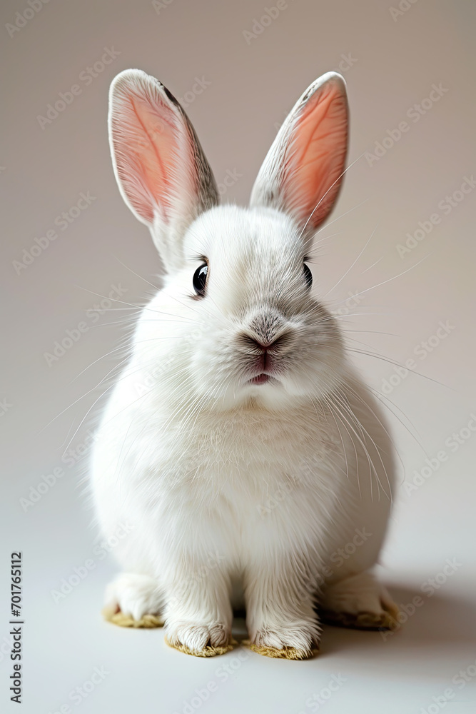 A cute rabbit on a color background