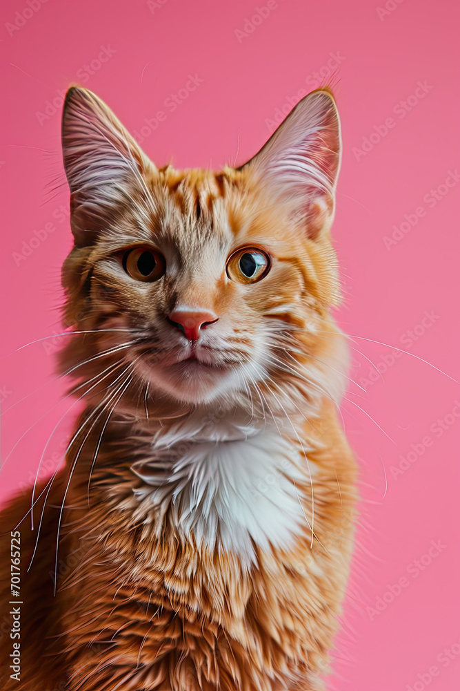 A cute cat on a color background
