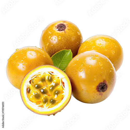 yellow passion fruit isolate on transparent background, png file
