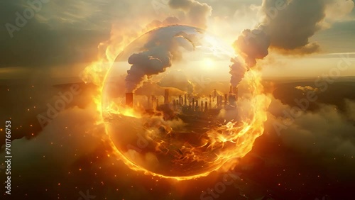 Video clip about the concept of global warming and climate change that is getting hotter. photo