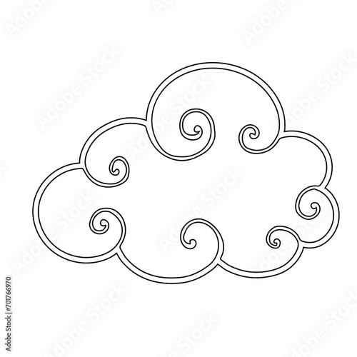 Sketch, doodle of a decorative cloud. Vector graphics.