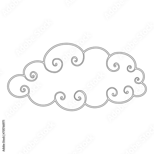 Sketch, doodle of a decorative cloud. Vector graphics.