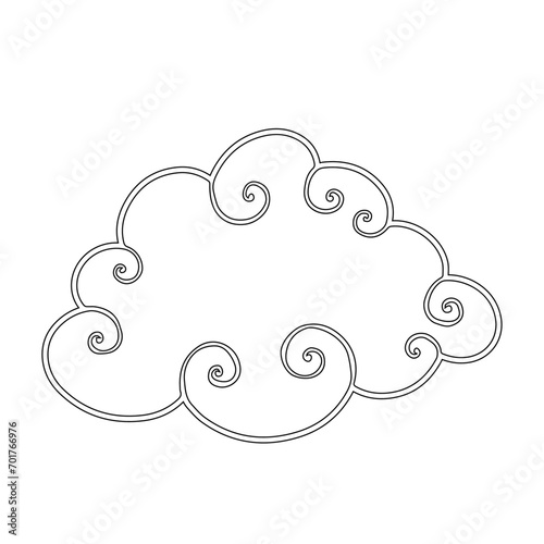 Sketch, doodle of a decorative cloud. Vector graphics.