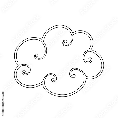 Sketch, doodle of a decorative cloud. Vector graphics.
