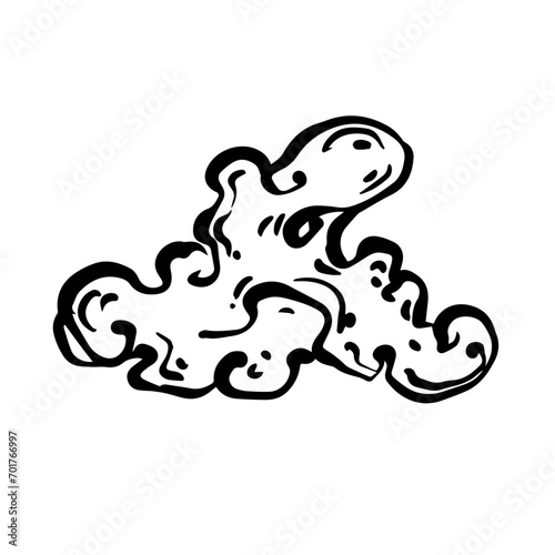 Sketch, doodle of a decorative cloud. Vector graphics.