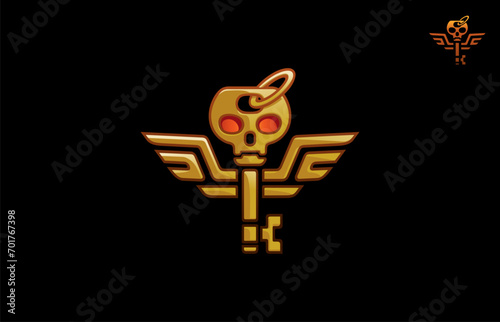 Totem logo, totem skull keys logo design inspiration, vector illustration