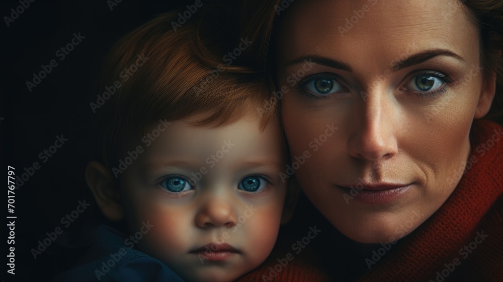Woman and her toddler with beautiful eyes Woman and her toddler with beautiful eyes
