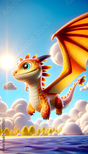 dragon illustration 3d semi-realistic (ID: 701767763)