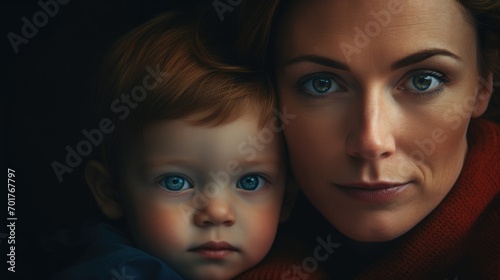 Woman and her toddler with beautiful eyes