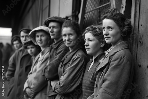 1940s Female Factory Workers in Line