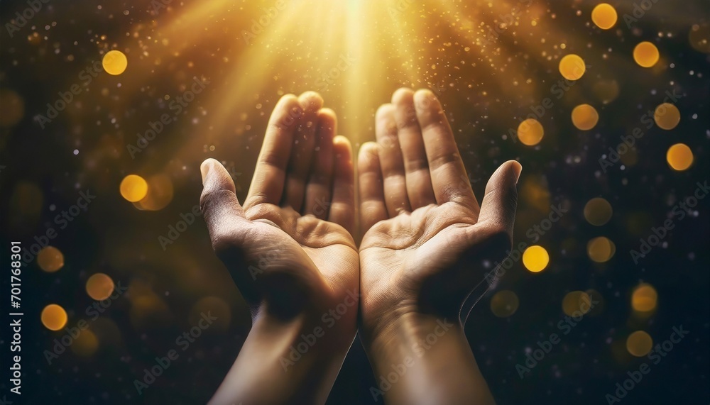 Palms open up to Receive Blessing or Worshipping with Faith in Religion - Presenting or Asking something from Above Palms open up to Receive Blessing or Worshipping with Faith in Religion - Presenting or Asking something from Above