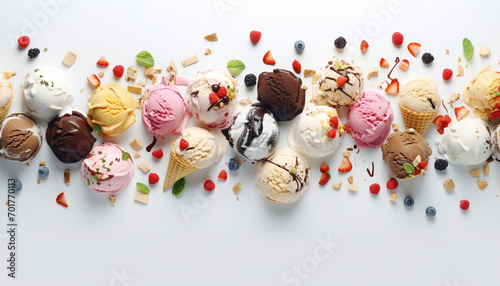 Good quality ice cream many top-down view photograph