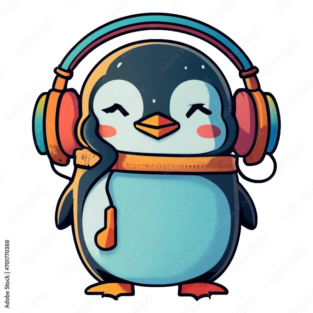Obraz premium Penguin with Headset