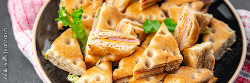 sandwich ham cheese pork beef meat plate snack fresh eating cooking appetizer meal food snack on the table copy space