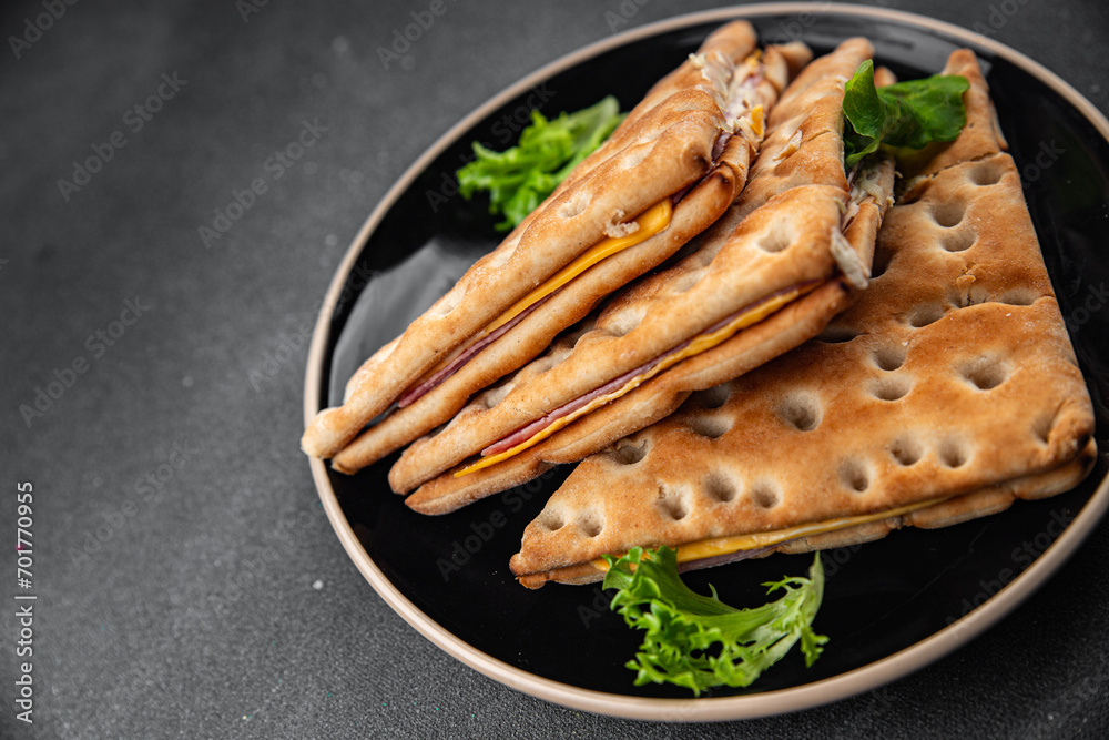 sandwich ham cheese pork beef meat plate snack fresh eating cooking appetizer meal food snack on the table copy space sandwich ham cheese pork beef meat plate snack fresh eating cooking appetizer meal food snack on the table copy space