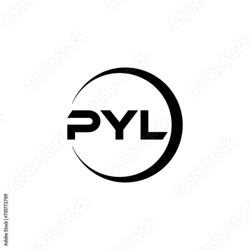PYL letter logo design with white background in illustrator, cube logo, vector logo, modern alphabet font overlap style. calligraphy designs for logo, Poster, Invitation, etc.