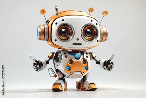 cute and funny robot character on white background  created by ai generated