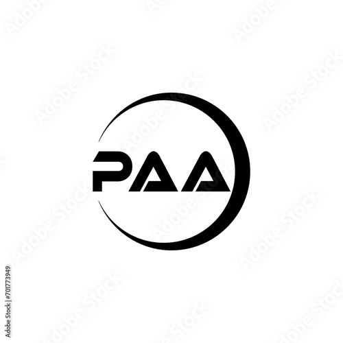 PAA letter logo design with white background in illustrator, cube logo, vector logo, modern alphabet font overlap style. calligraphy designs for logo, Poster, Invitation, etc.