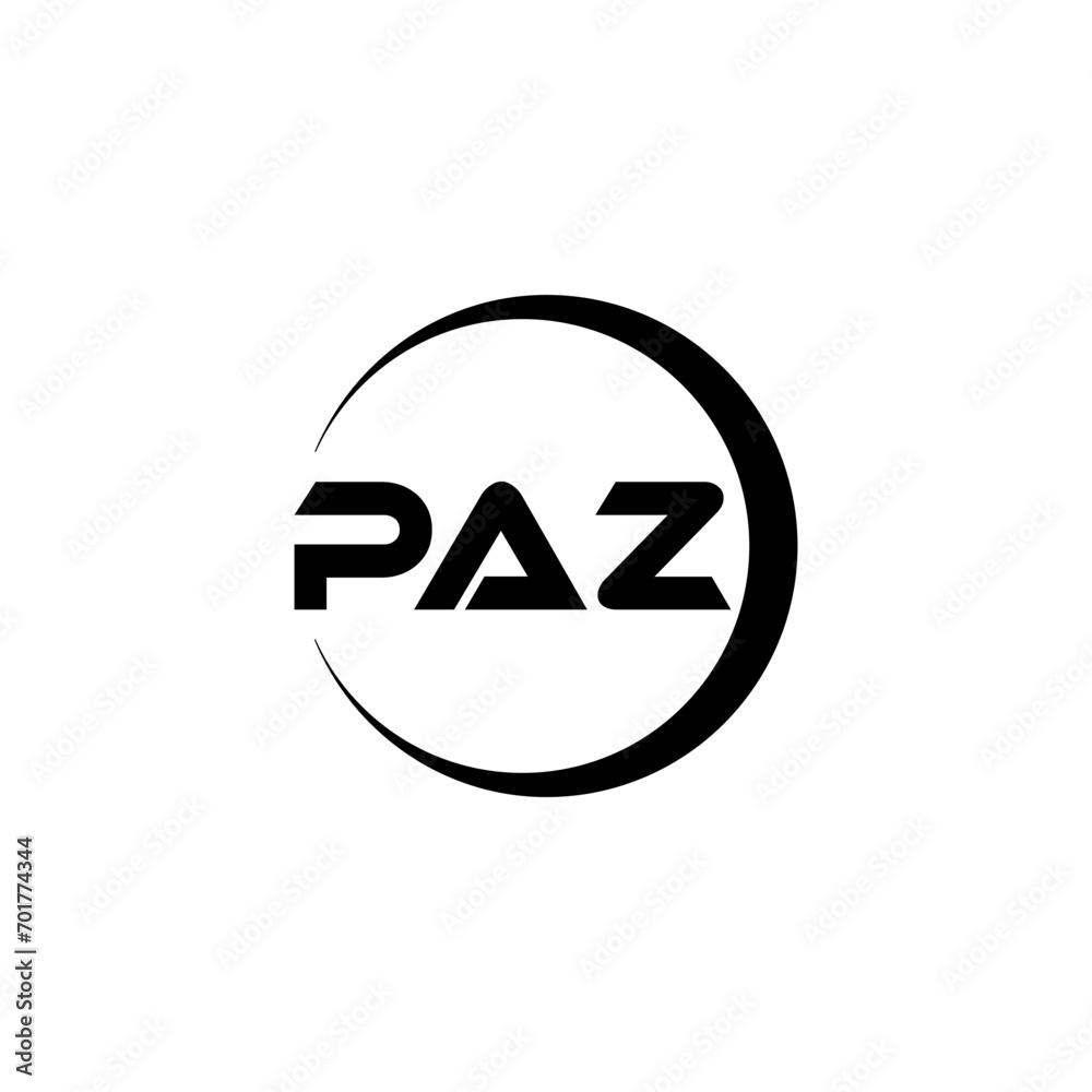 PAZ letter logo design with white background in illustrator, cube logo, vector logo, modern alphabet font overlap style. calligraphy designs for logo, Poster, Invitation, etc.