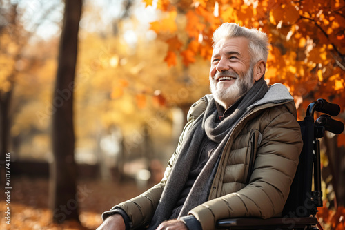 Serene Senior Man Enjoying Nature in a Wheelchair