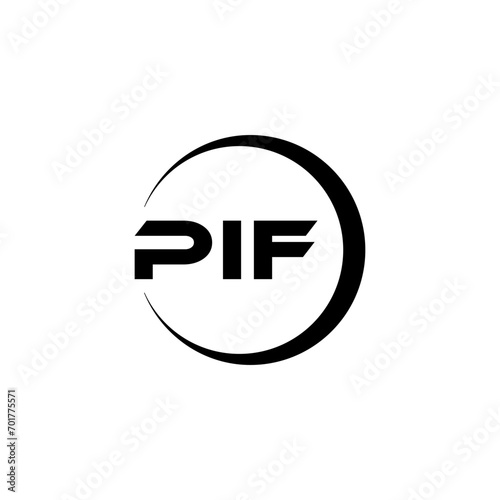 PIF letter logo design with white background in illustrator, cube logo, vector logo, modern alphabet font overlap style. calligraphy designs for logo, Poster, Invitation, etc.