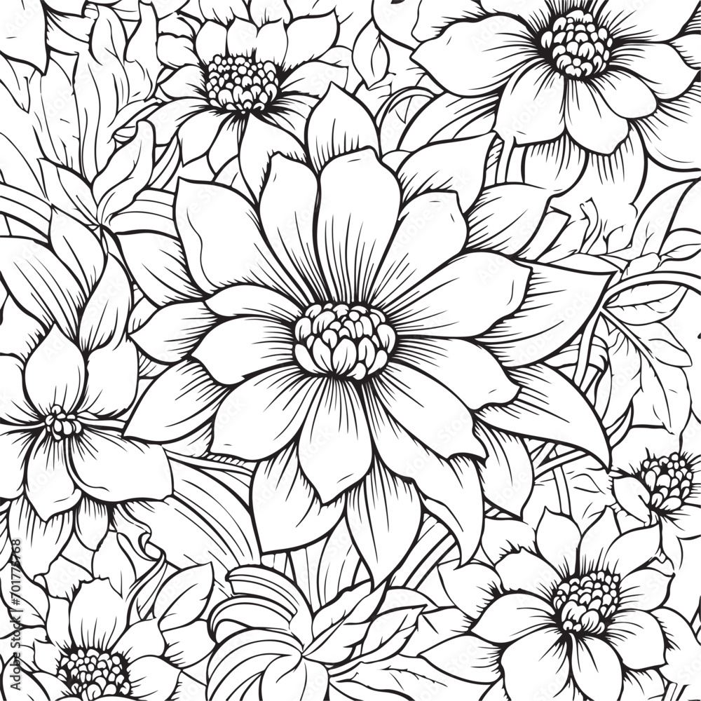flower pattern background coloring page